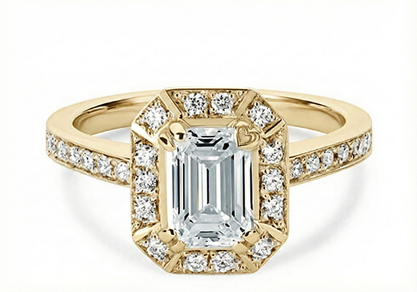 Platinum Diamond Ring - Zelda Halo Engagement Ring - Legendary Diamond Halo Ring in 9k, 14k, 18k Gold & Platinum - by Hearts Forever Jewellers